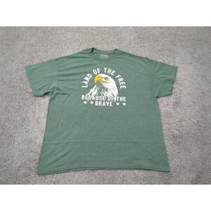 Melmarc T Shirt Mens 2XL Green Land of the Free Because of the‎ Brave Patriotic